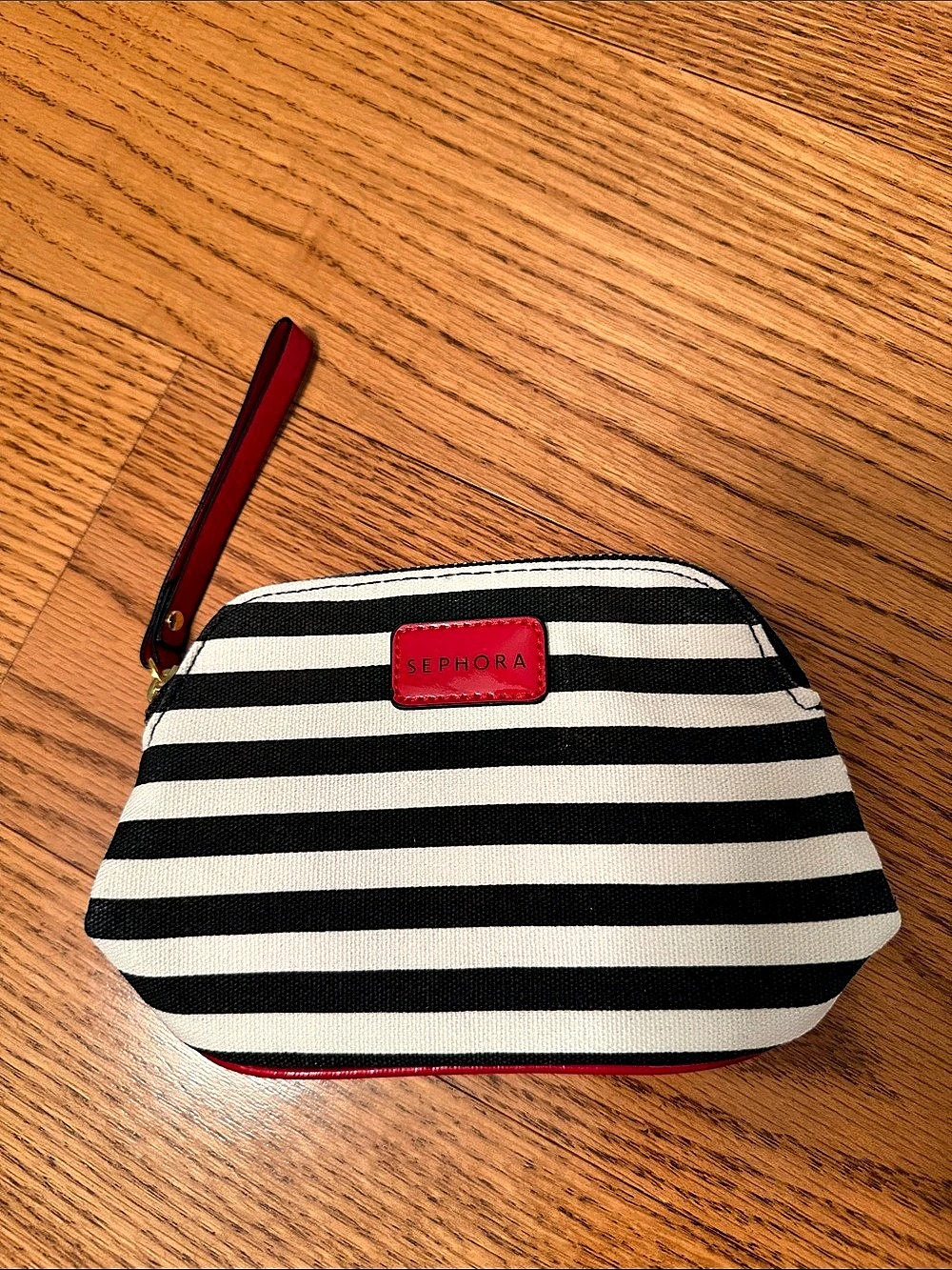 Sephora Striped Cosmetic Bag in Black & White
